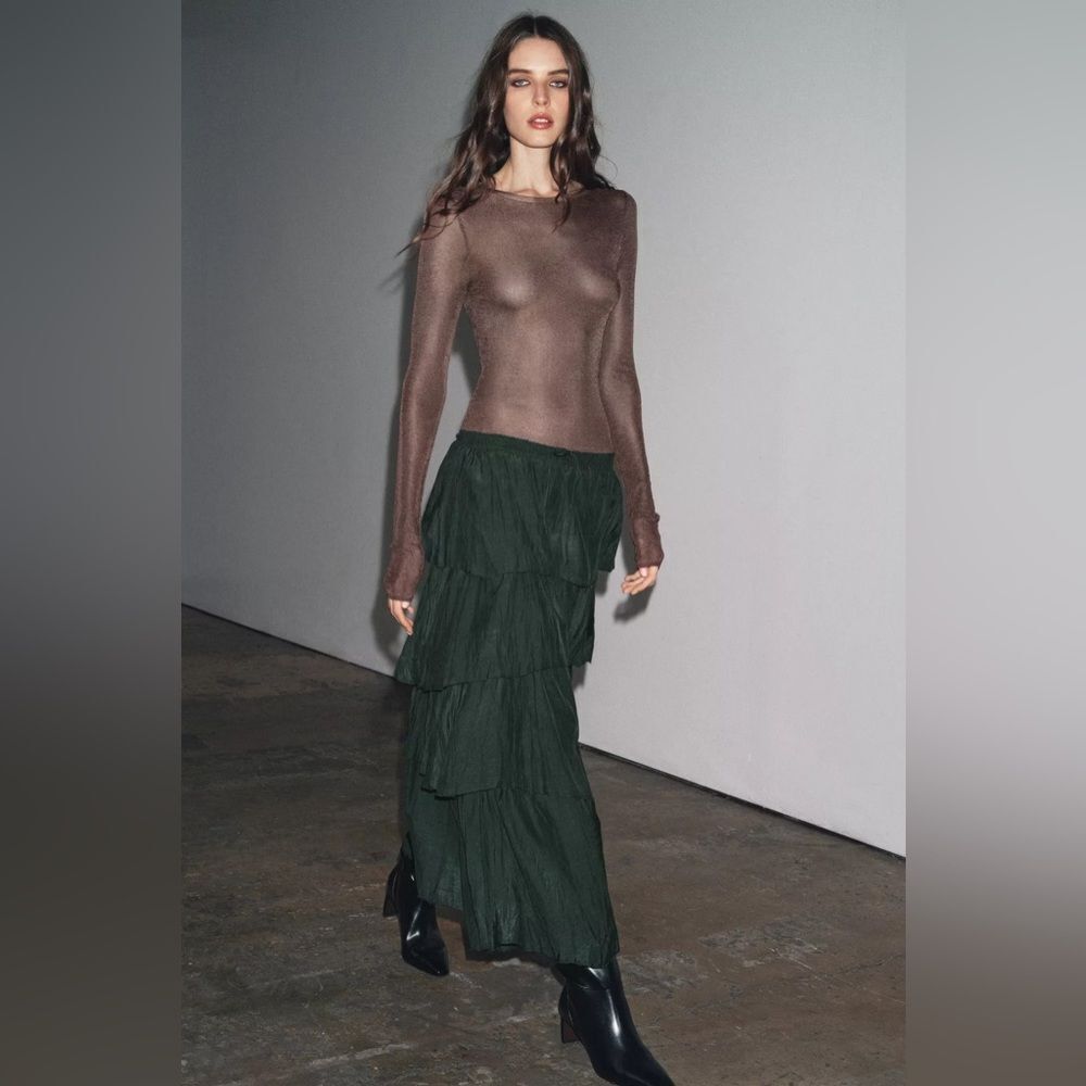 ZARA BOHO RUFFLED MIDI SKIRT ZW COLLECTION - Picture 2 of 10